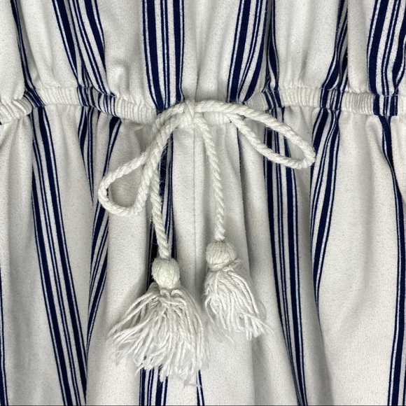 White and Blue Striped Shorts & Tank Top Jumpsuit - Picture 4 of 4